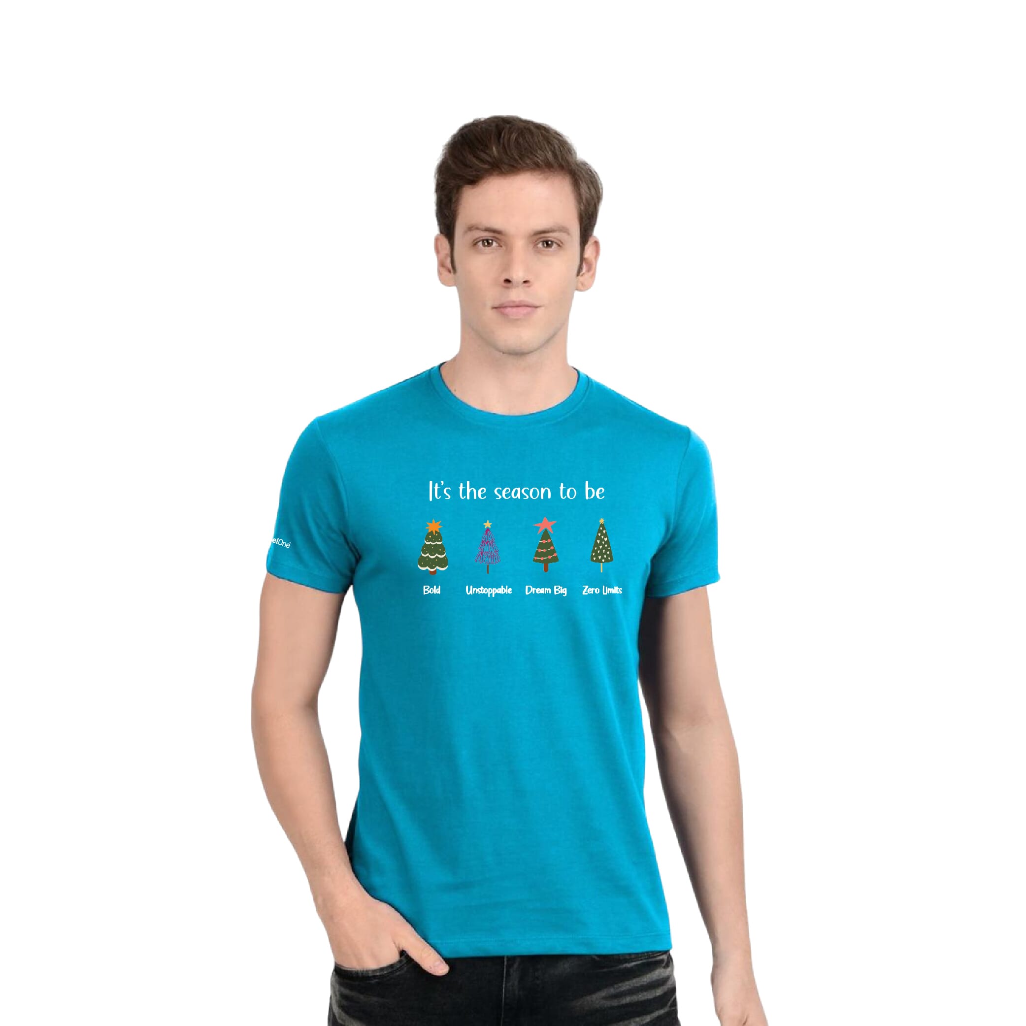 Christmas Round Neck T-shirt - Petrol Blue